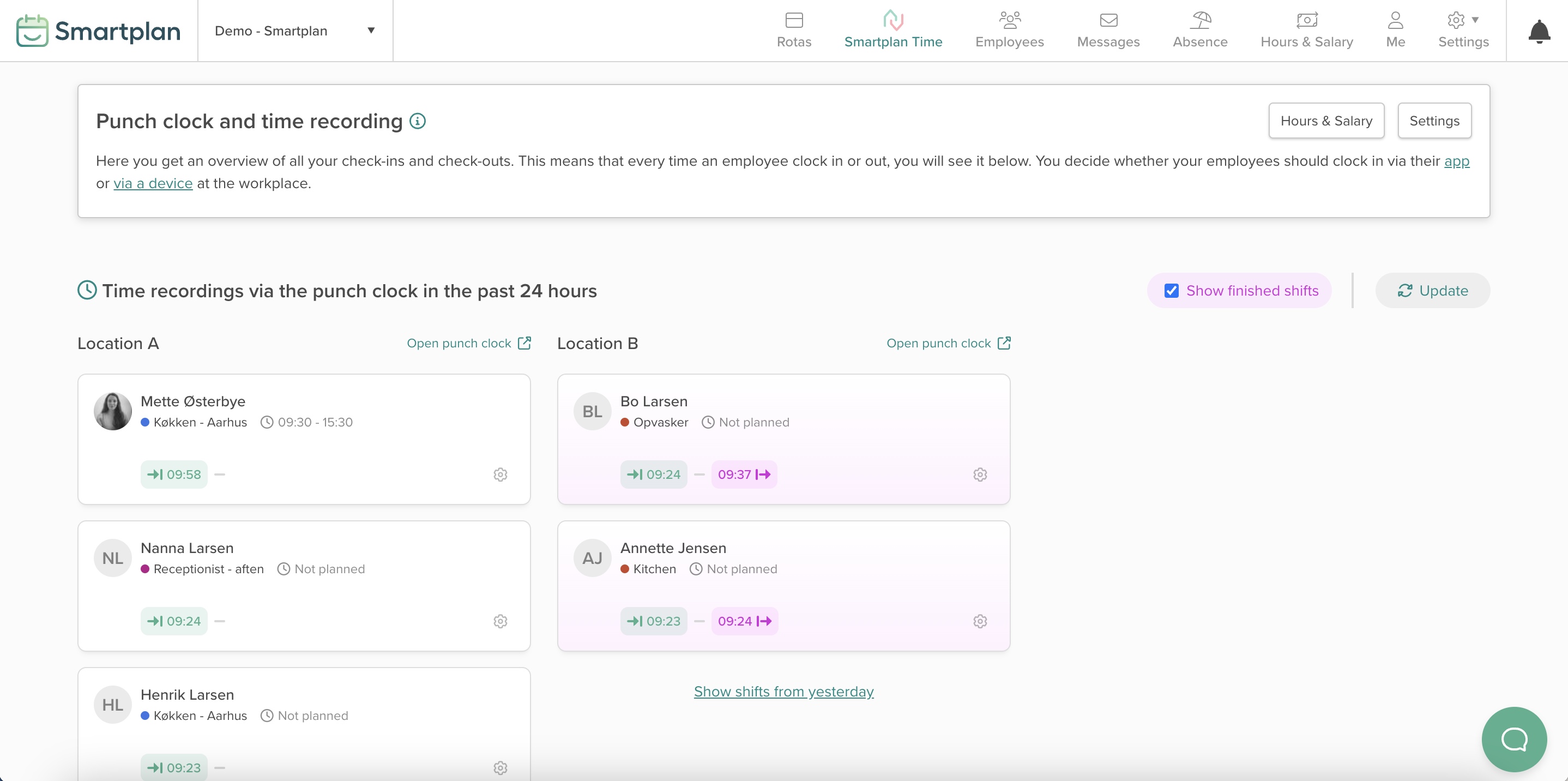 Afbeelding van het nieuwe overzicht van de prikklok in Smartplan