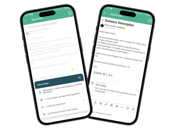 Behalte die Nachrichten im Auge: Springe zur neuesten, markiere als gelesen und sieh, wer sie geöffnet hat