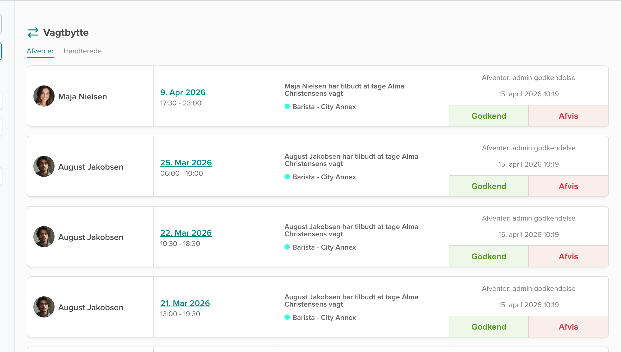 Shift swaps and absence requests in Smartplan