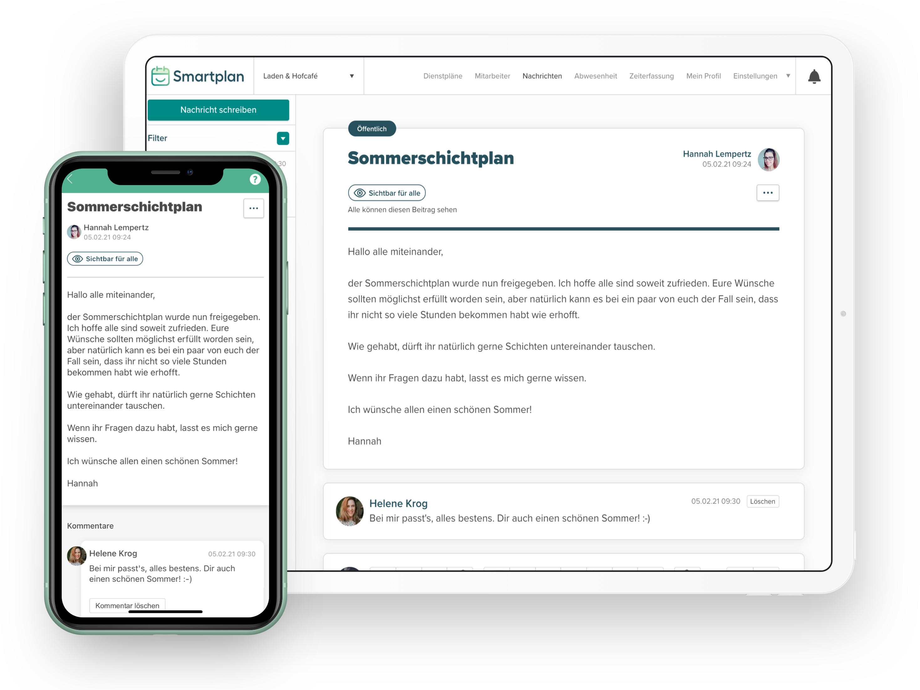 Image of messages in app