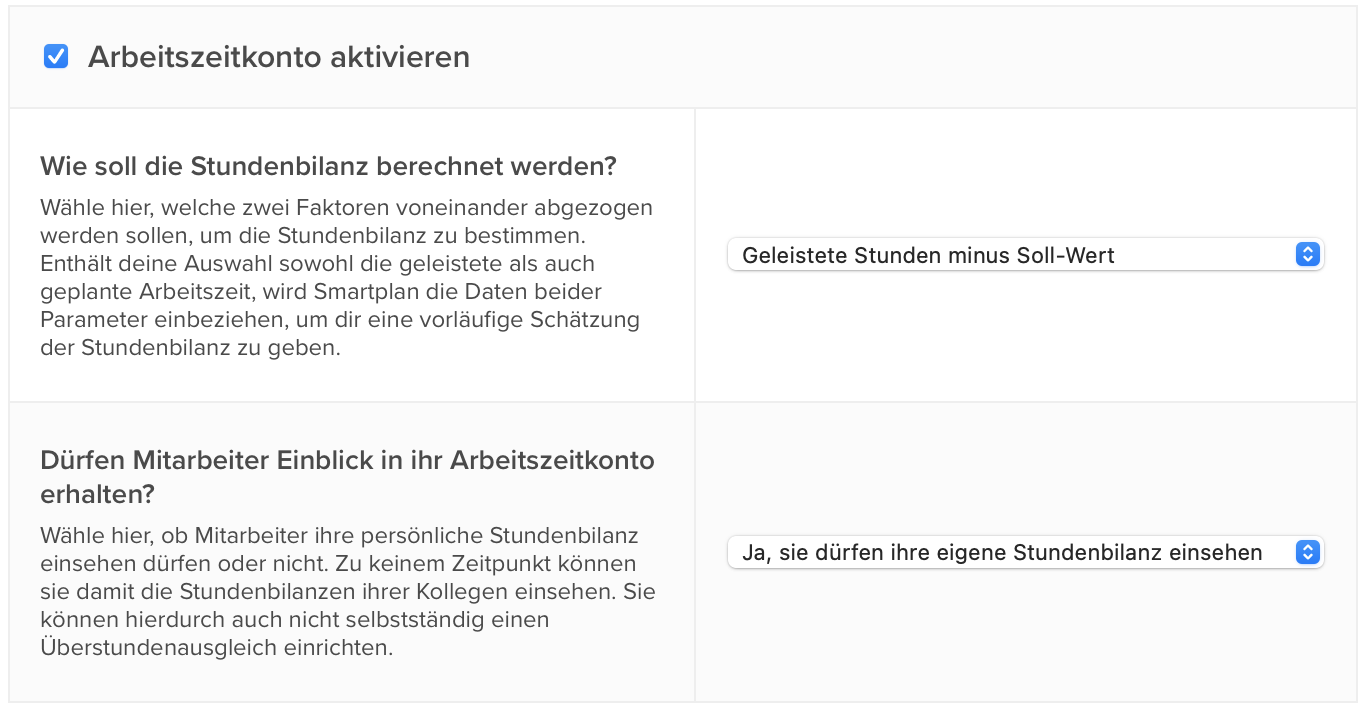 Image of time balance settings
