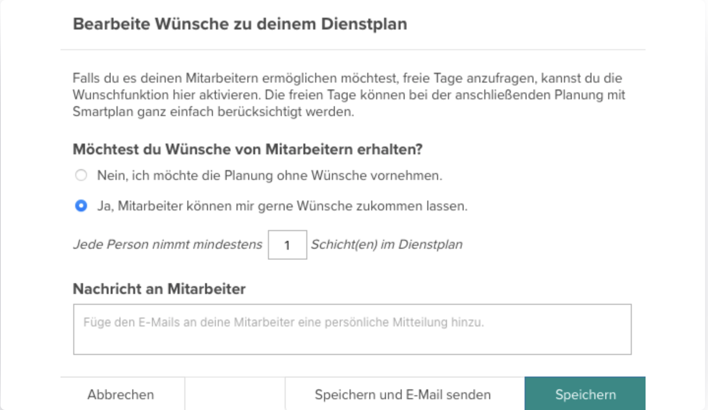 Mitarbeiter geben Dienstplanwünsche ab