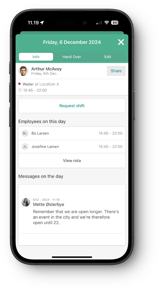Paso 1 del cambio de turno en Smartplan