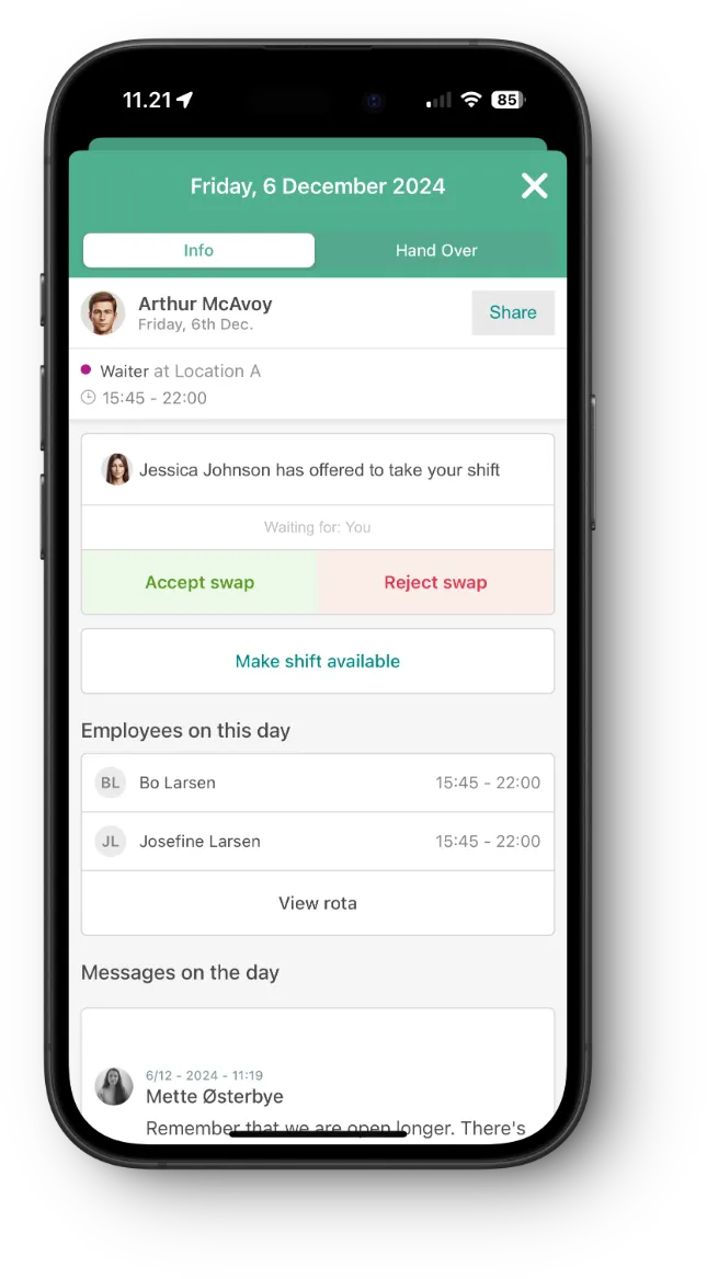 Paso 2 del cambio de turno en Smartplan