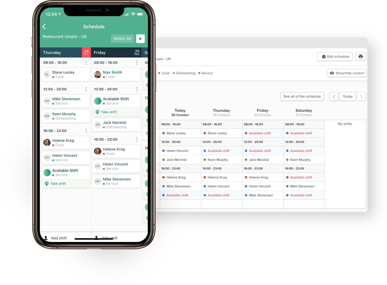 Image of a rota on app and PC
