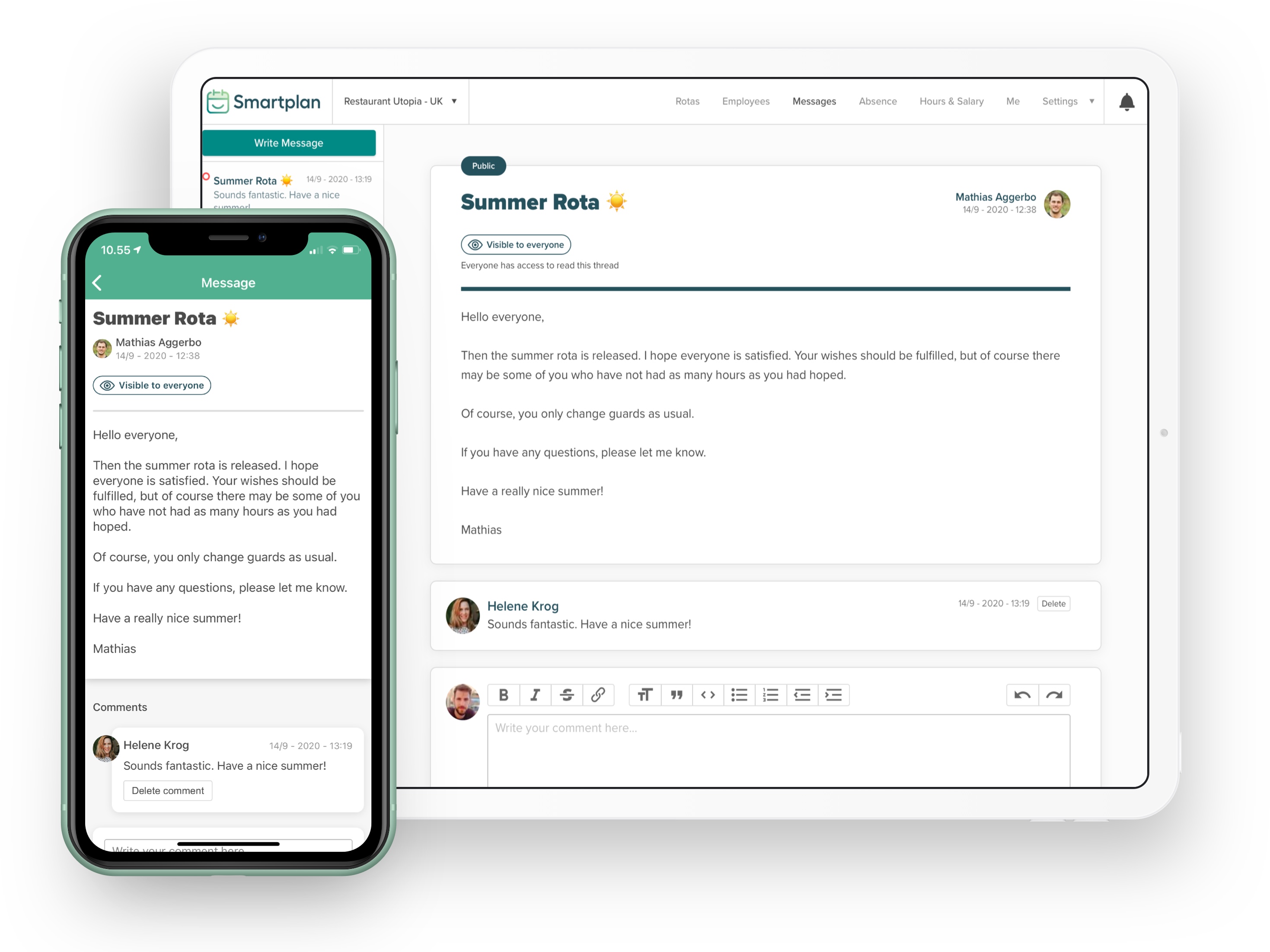 Image of messages in app