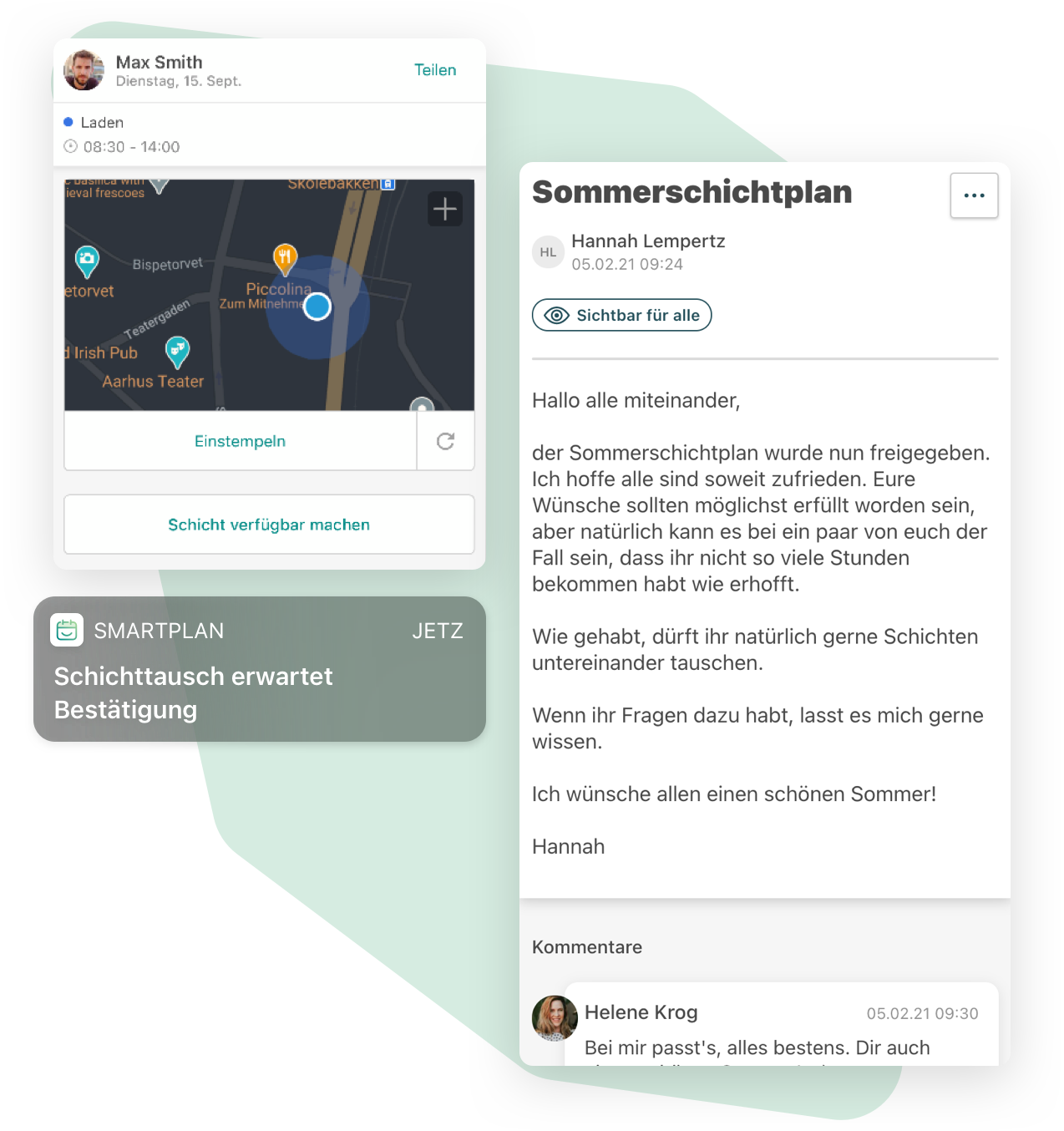 Screenshot nach Dienstplanfreigabe